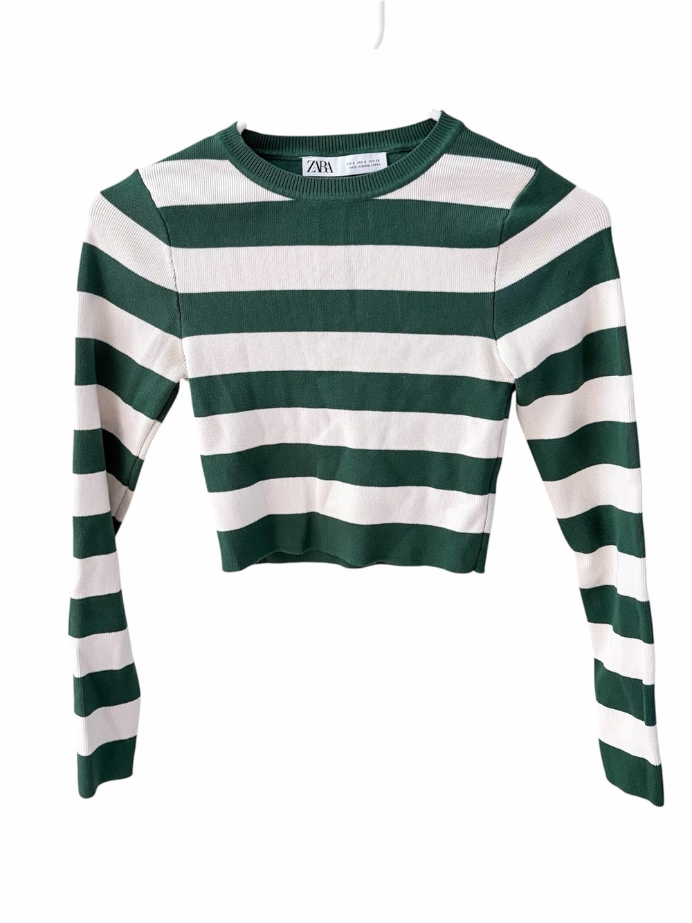 ZARA Green & White Striped Knit Top